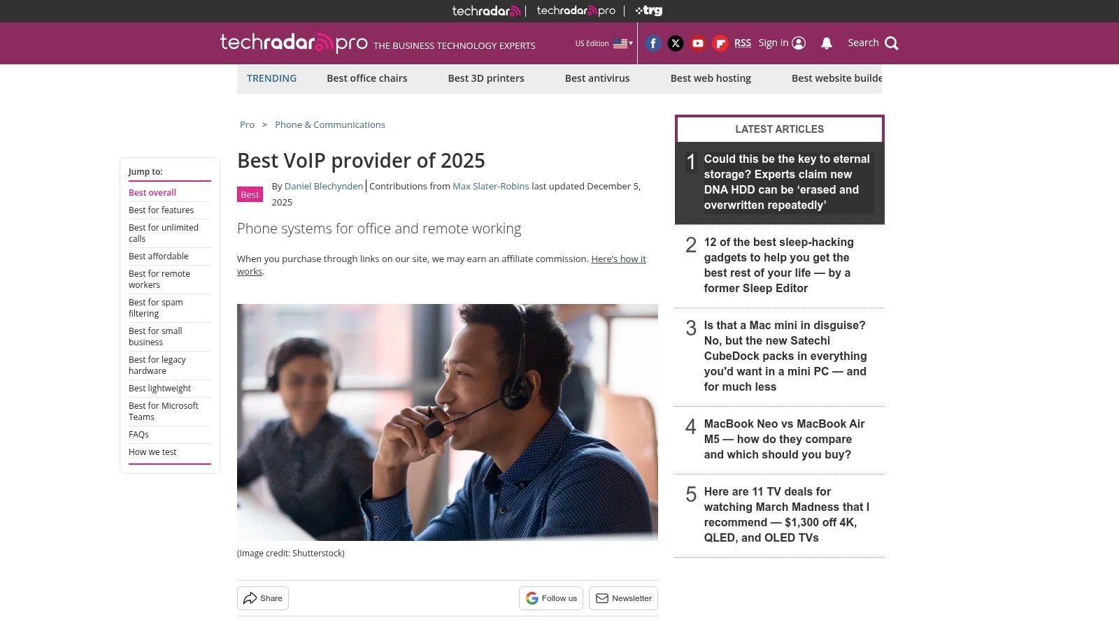 TechRadar Pro – Best VoIP/Business Phone System Guides