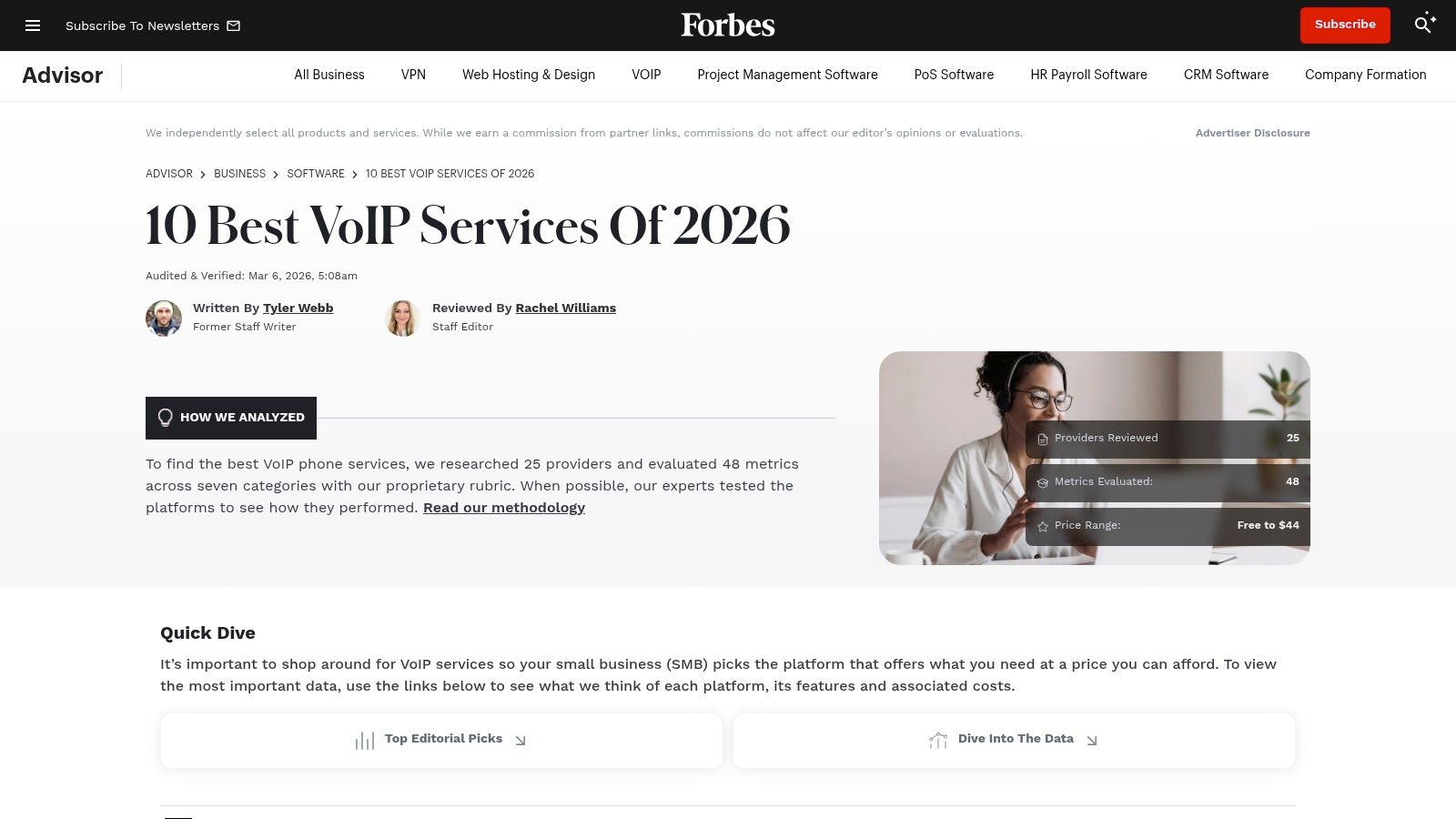 Forbes Advisor – Best VoIP Services