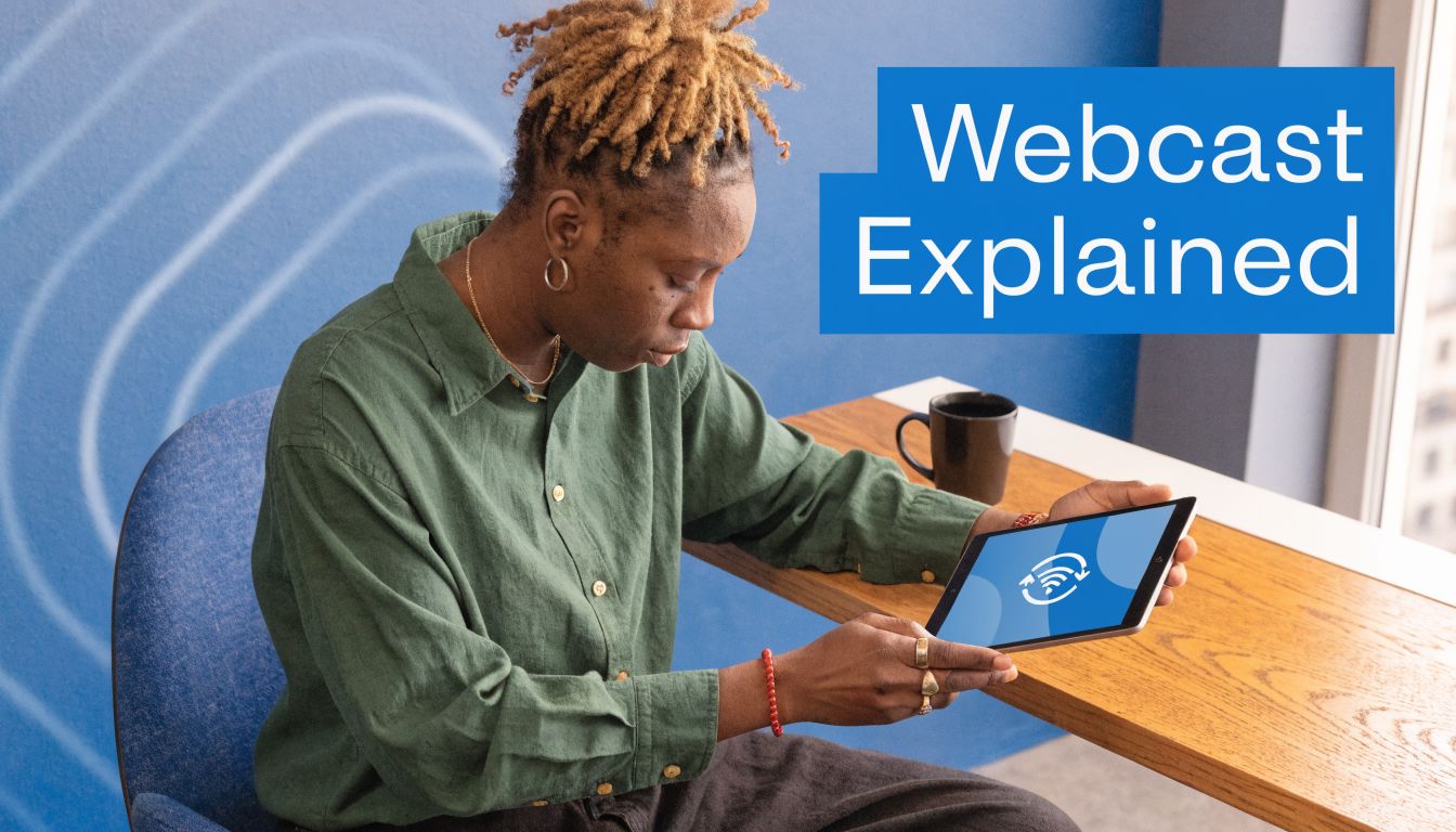 A person with braided hair looking at a tablet showing a wifi icon while sitting at a desk.